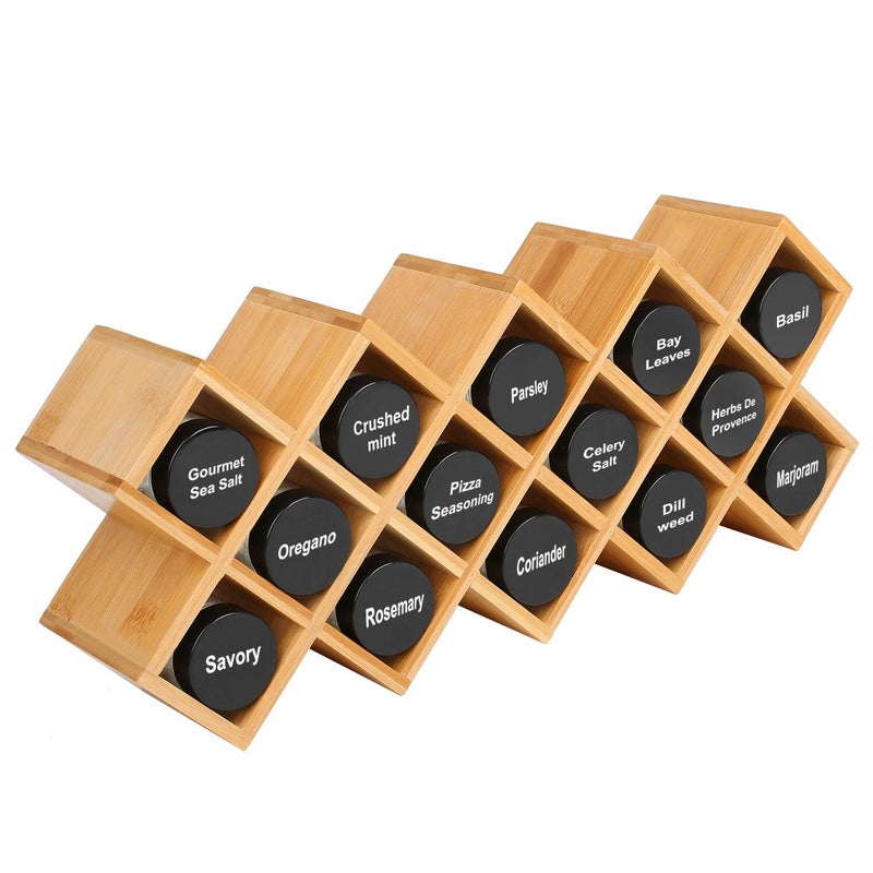 Phyllia Bamboo Spice Rack Organizer 4-Tier Countertop Organiser, Criss-Cross Kitchen cabinet Free-Standing Countertop Storage shelf Fit for Spice Jar, Can, Bottle (Jars Not Include) - Image 1